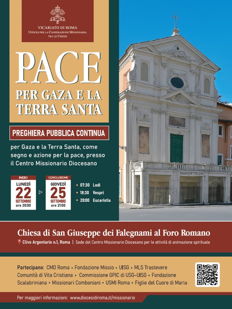 locandina preghiera continua per gaza e la terra santa, 22-25 settembre 2025