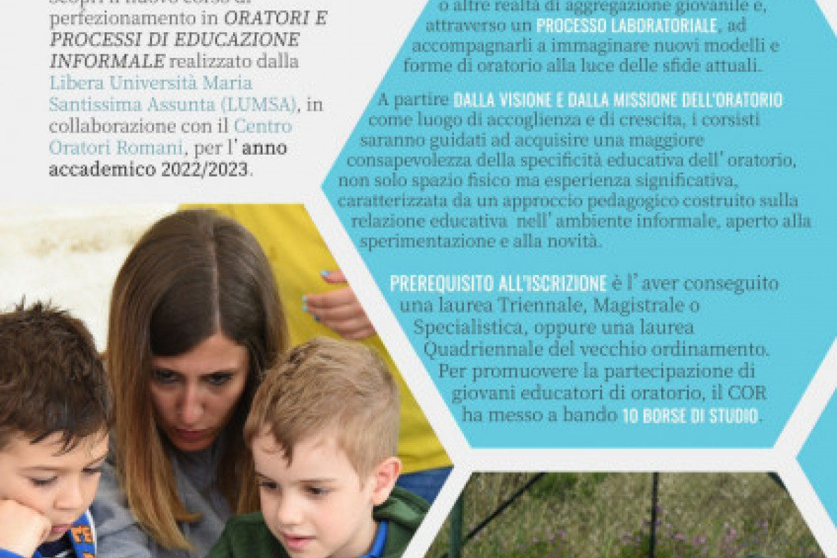 Corso di Perfezionamento in “Oratori e processi di educazione informale