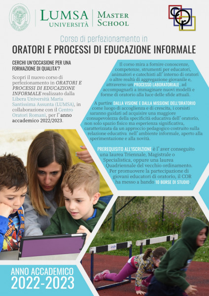 Corso di Perfezionamento in “Oratori e processi di educazione informale