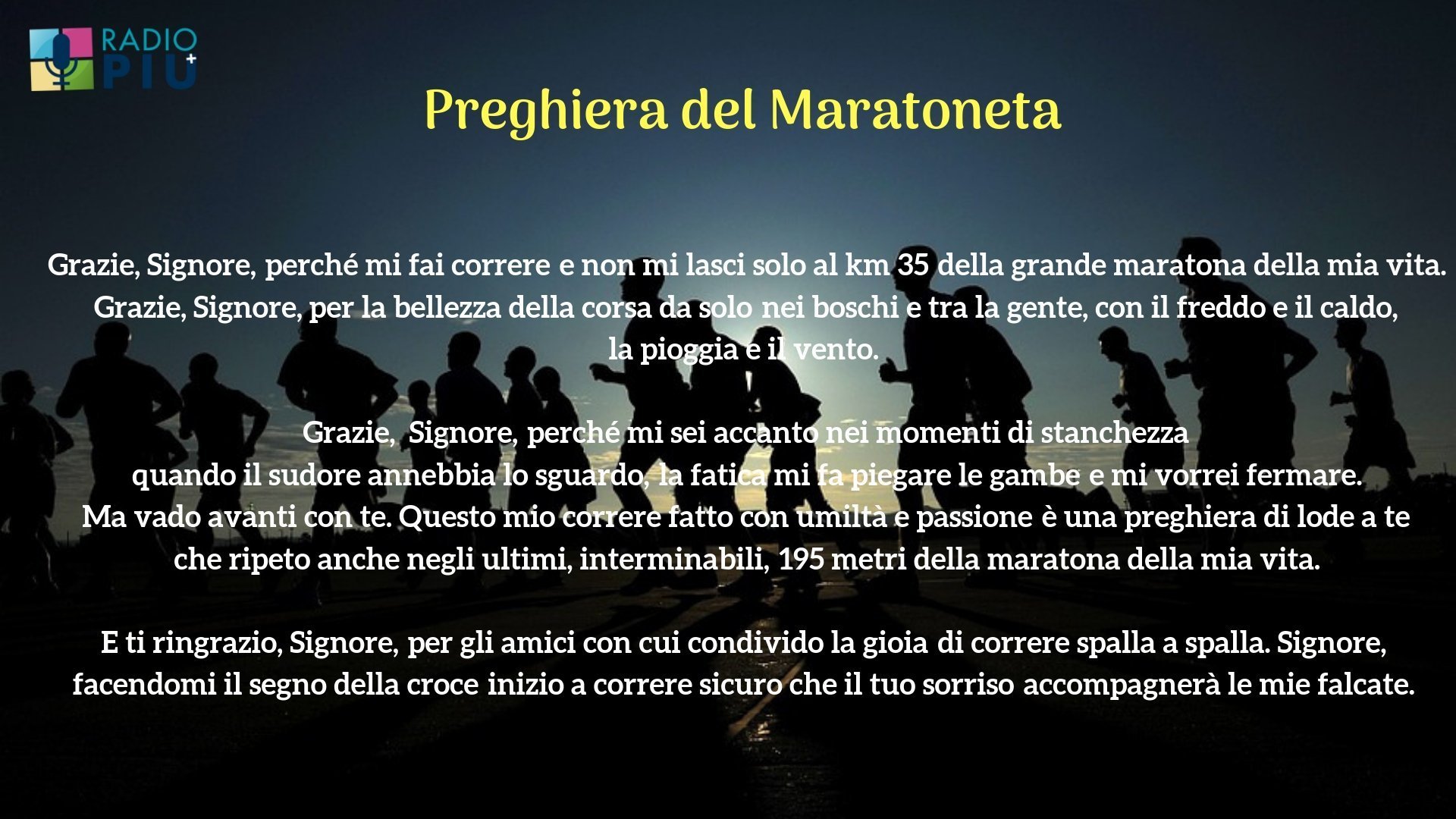 preghiera del maratoneta, messa del maratoneta, atlhetica vaticana 